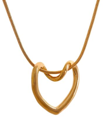 Collar De Corazón Hueco Chapado En Oro De 18k