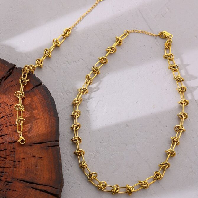 Collar De Cadena De Eslabones Chapado En Oro De 18k 6