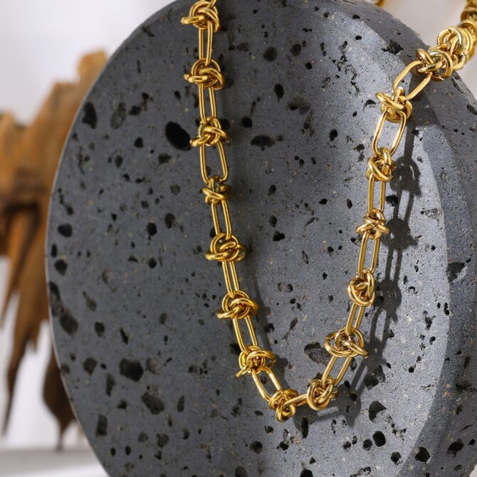 Collar De Cadena De Eslabones Chapado En Oro De 18k 8