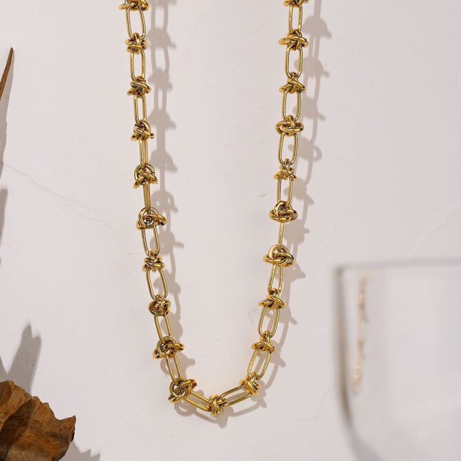 Collar De Cadena De Eslabones Chapado En Oro De 18k 9