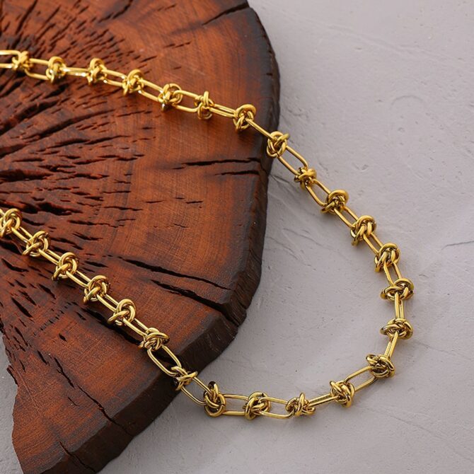 Collar De Cadena De Eslabones Chapado En Oro De 18k 3
