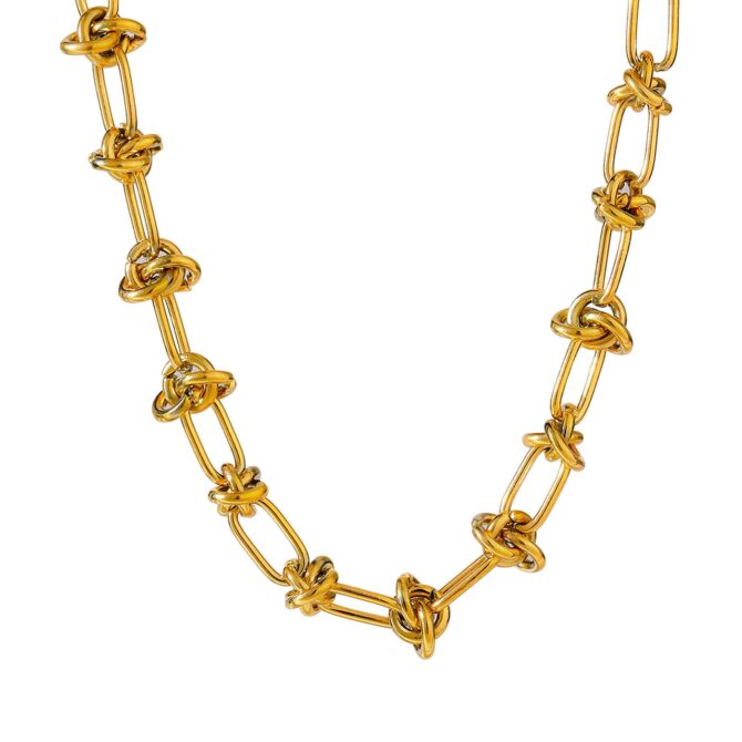 Collar De Cadena De Eslabones Chapado En Oro De 18k 1