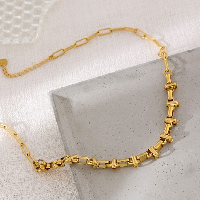 Collar De Cadena Irregular Chapado En Oro De 18k 7