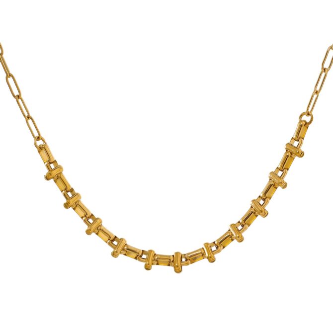 Collar De Cadena Irregular Chapado En Oro De 18k 1