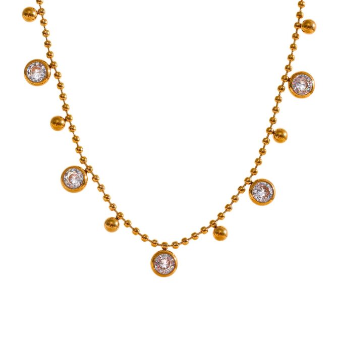 Delicado Collar Chapado en Oro de 18k con Circonitas 1
