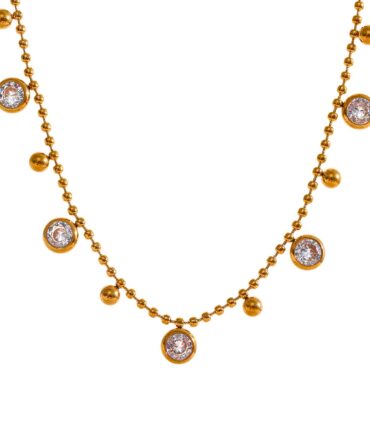 Delicado Collar Chapado en Oro de 18k con Circonitas
