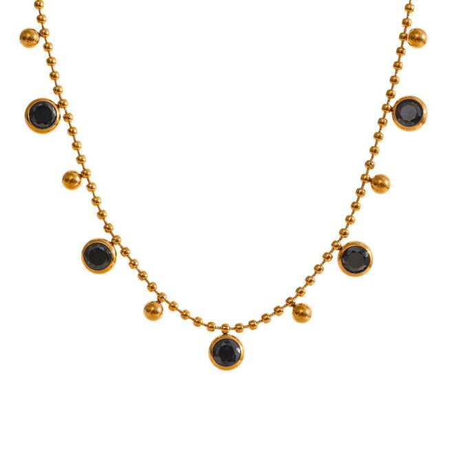 Delicado Collar Chapado en Oro de 18k con Circonitas 12