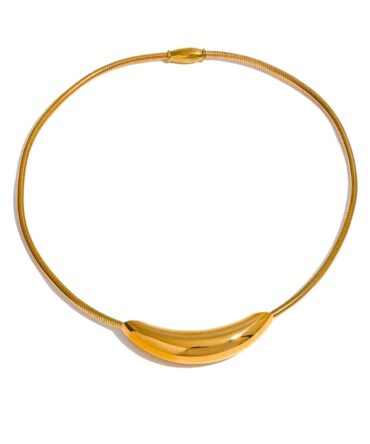 Collar Orgánico Asimétrico Chapado En Oro De 18k