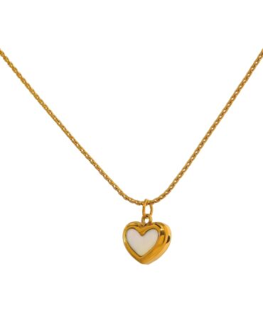 Collar con colgante de corazón de perlas chapado en oro de 18 quilates