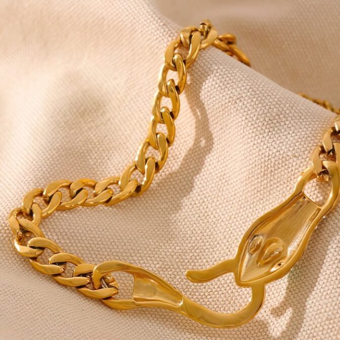 Collar Serpiente Chapado En Oro 18k Con Circonitas 6