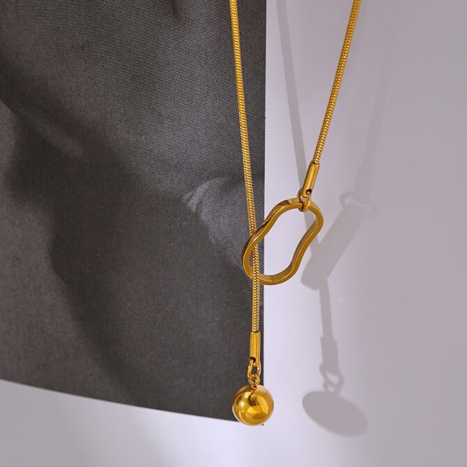 Collar Veneciano Colgante Esfera Chapado En Oro 18k 9